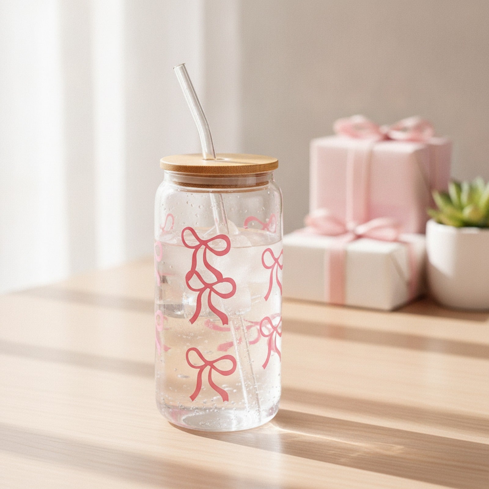 Gobelet Mason Jar avec Nœud Décoratif
