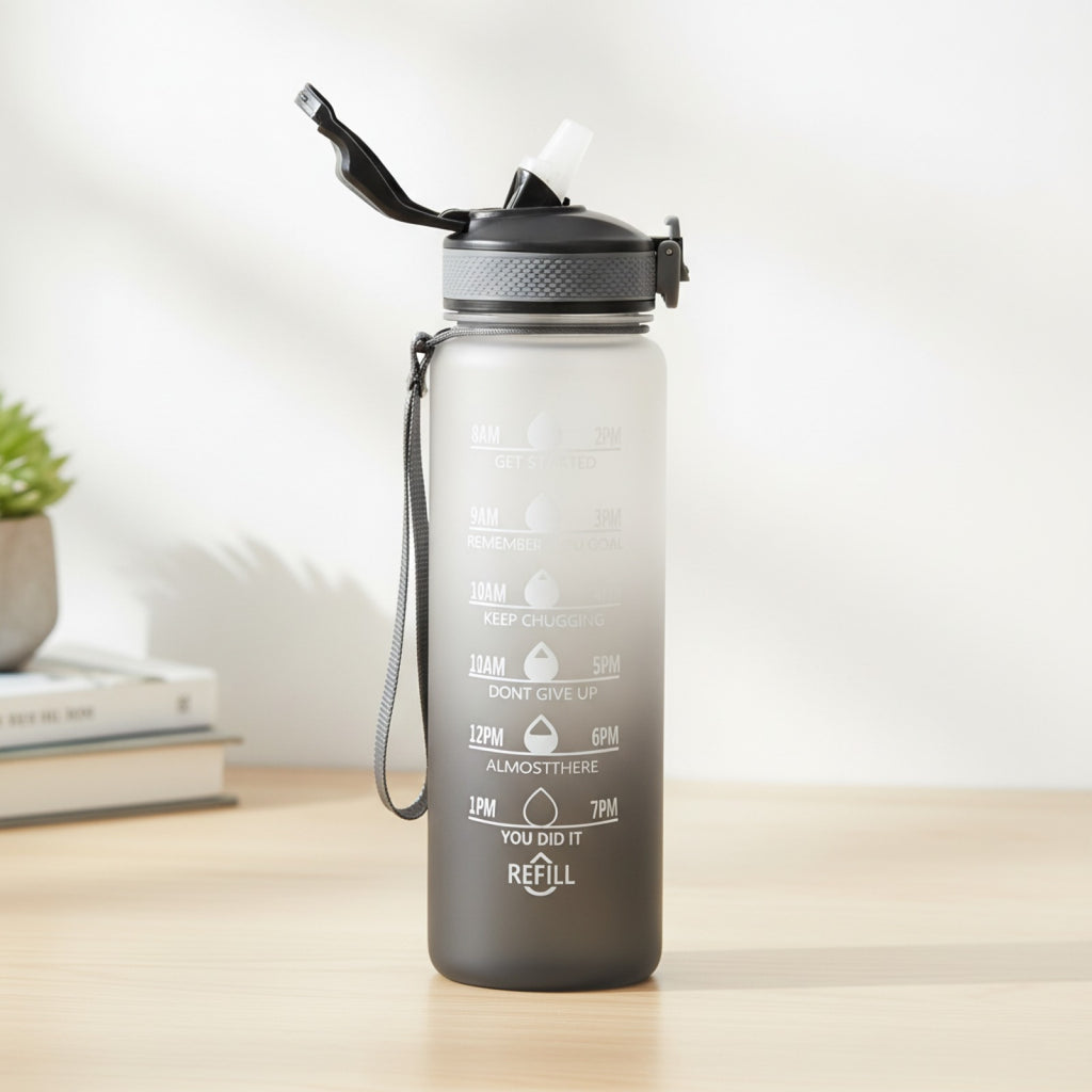 Bouteille Sport Hydratation 1L Paille Anti-Fuite