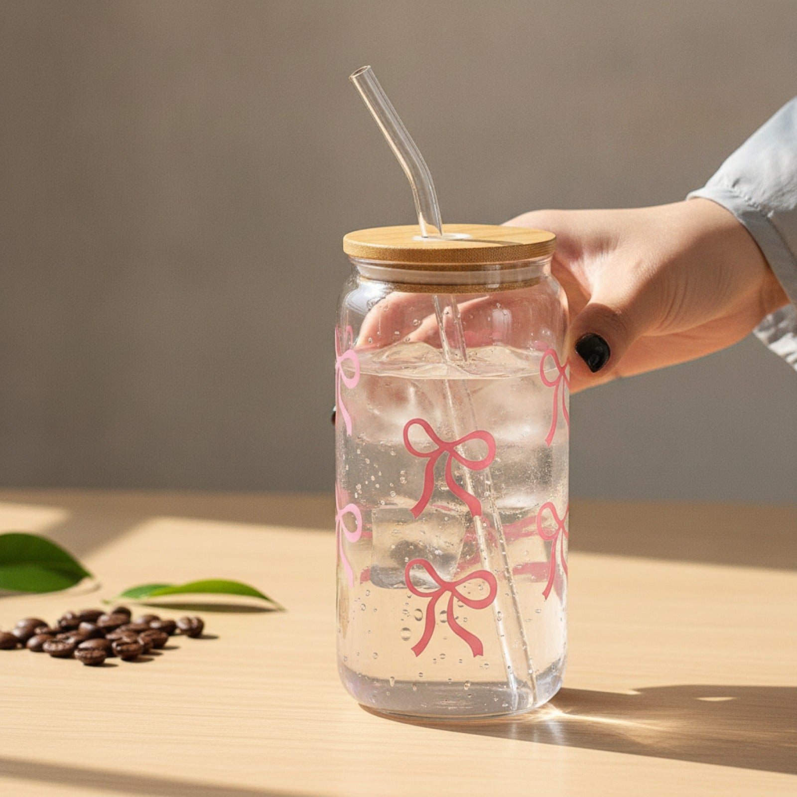 Gobelet Mason Jar avec Nœud Décoratif