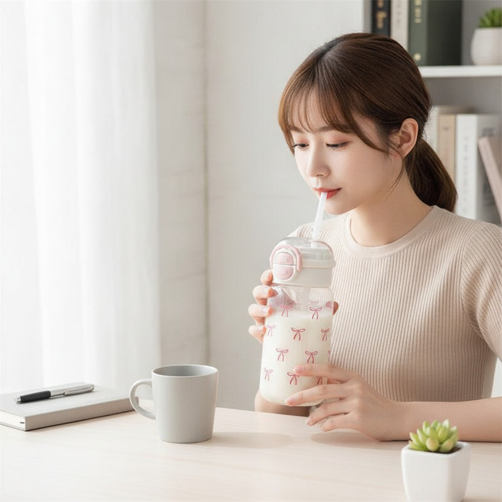 Bouteille d'Eau Kawaii Anti-fuite Paille