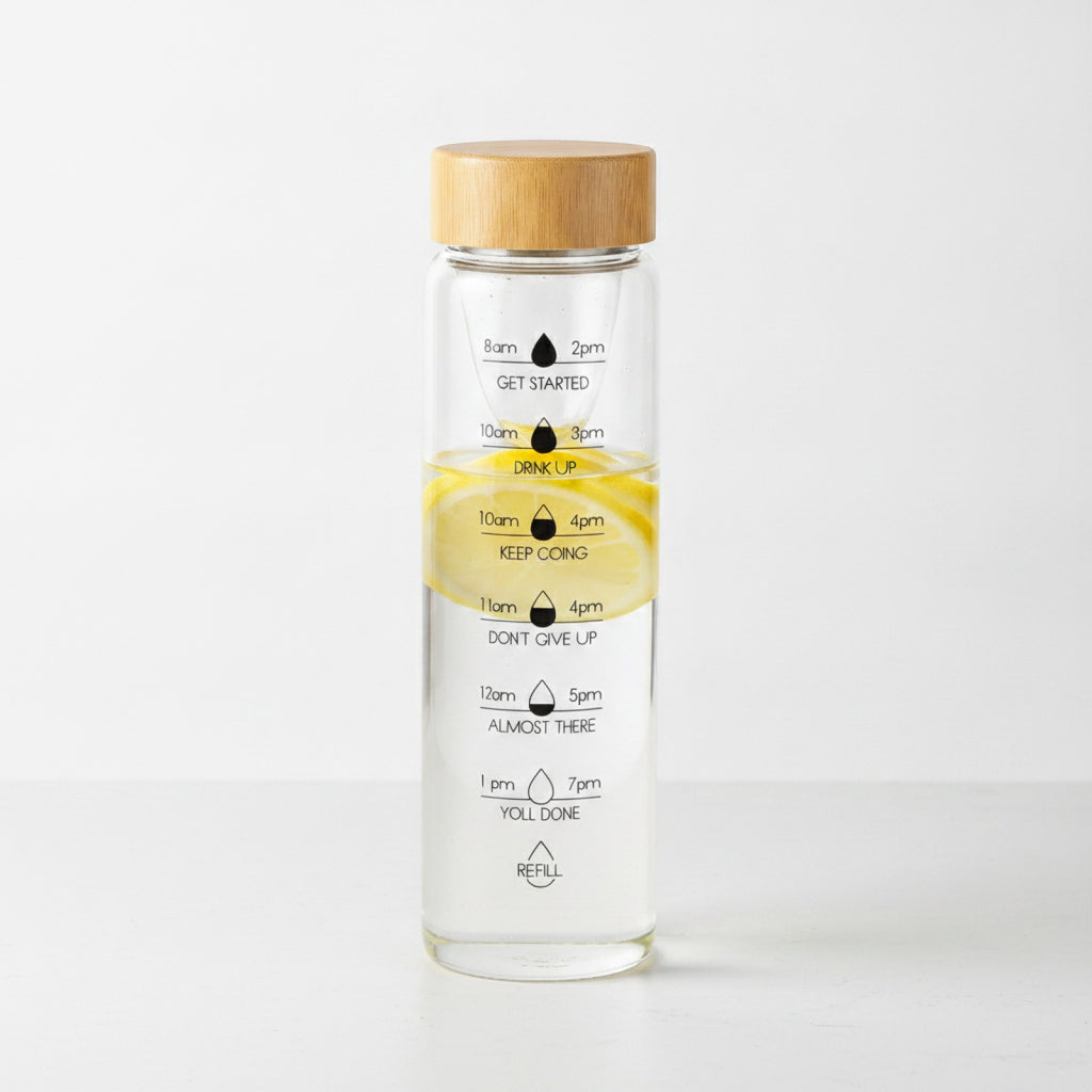 Bouteille Eau Verre Infuseur Marqueur Temps
