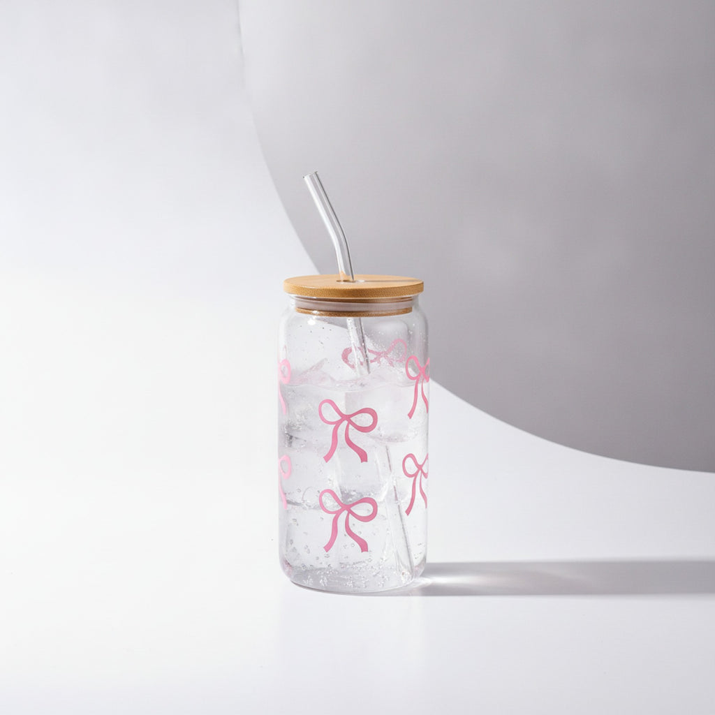 Gobelet Mason Jar avec Nœud Décoratif