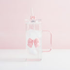 Gobelet Verre Papillon 400mL Paille Poignée