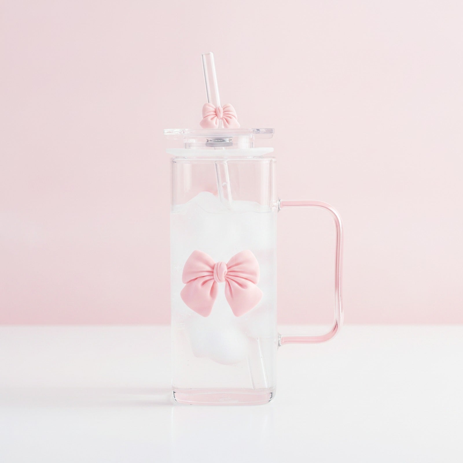 Gobelet Verre Papillon 400mL Paille Poignée